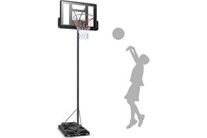 COSTWAY Panier de Basket Ball sur Pied avec Hauteur Réglable 260-305cm, Support de Basketball Portable à roulettes avec Cadre en Acier, Extérieur & Intérieur pour Adolescents et Adultes