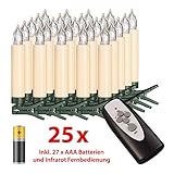 kabellose led-weihnachtskerzen mit fernbedienung 25 LED - Weihnachtskerzen inkl. Fernbedienung und Befestigungsclips UND BATTERIEN
