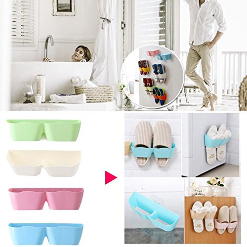 attachmenttou 2 Pack Bathroom Shoes Storage Wall Mount Rack Bathroom Bath Space Saver Organizer
