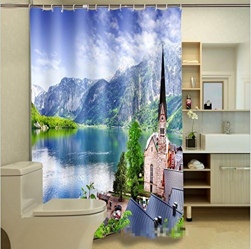 KKLL Shower curtain Landscape printing light shower curtain the bathroom 3D , 200*180cm
