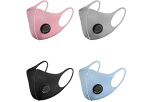 GENERIC Pack of 4, Ice Silk Cotton Unisex Reusable Face Mask Protection Washable Facial Skin Mouth Nose Shield Breathable Anti Smoke Pollution Bike Motorcycle Sport