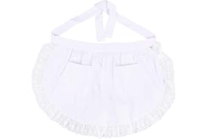 BESTonZON Taille Sch¨¹rze aus Baumwolle Spitze kurze Sch¨¹rze mit Taschen f¨¹r Magd Kellnerin Servant (wei?)