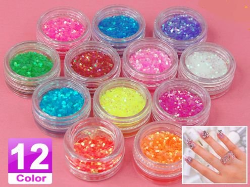 BP 12 Color Shiny Sparkle Micro Glitter Dust Powder Acrylic UV Gel Nail Art Tips