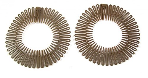 Girls Pair of Choclate Brown Flexi Zig Zag Combs Hair Bands