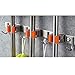Produktbild Besenhalter Selbstklebend Besen Bürste Halter Edelstahl Wandhalter aus Federstahl 3 Schnellspannern mit 4 Haken Mopp und Gartenwerkzeuge Speicher Gerätehalter Tidy Organiser Wand Rack (1)