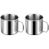 &Ccedil;elik 2 Adet 330 ml. Katlanır Kulp Kahve Kamp Bardağı Fincanı cin573-2