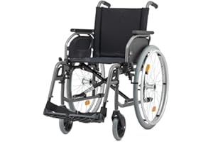 Bischoff & Bischoff S-Eco 2 Faltbarer Rollstuhl, HMV Nr. 18.50.02.0104, Reise- und Transport-Rollstuhl Mit Kniehebelbremse, für zu Hause und Unterwegs, 46 cm Sitzbreite, Anthrazit