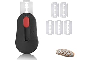 OUDQFCJ Taglierino per Pane, Lama con 6 Lame, Lametta per Taglia, Bread, Coltello da Panettiere per Impasto, Coltello per Pane e Taglia Impasto, Lame per Portatile e Ideale per Pane (7x4 cm) (nero)