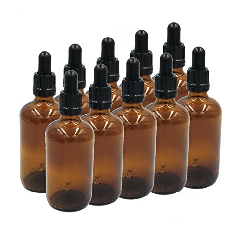 Bee Beautiful - Botella de vidrio ámbar de 100 ml con pipeta Dropper de vidrio transparente (10 X botellas de 100 ml)