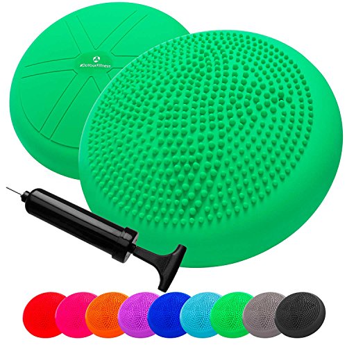 Preisvergleich Produktbild #DoYourFitness® Ballsitzkissen inkl. Luftpumpe & GRATIS Trainingsplan / 35cm Durchmesser - Sitzkissen / Balance-Board zur Stärkung der Muskulatur als Stuhlkissen / Sitzauflage »AirO« Amazonasgrün