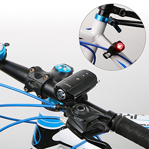 LED Fahrradbeleuchtung, iSolem wiederaufladbar Fahrradlicht Fahrradlampen Frontlicht & Rücklicht (50 Meter Leuchtkraft, 3 Licht Modi, IP65 Wasserdicht) - 2
