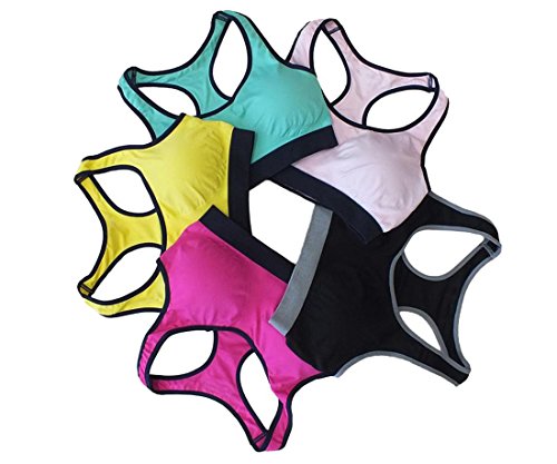 Jewelry_Awesome Womens Strech Duenn Ohne Buegel Push up Yoga Sports BH Bra Top Set Fuer Fitnesstraining Polsterung 6/5er pack