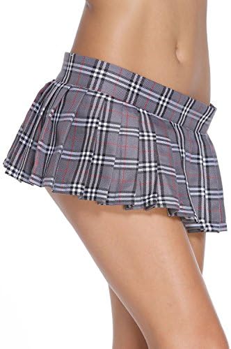 Womens Sexy Red Schoolgirl Plaid Pleated Mini Skirt (small, Grey)