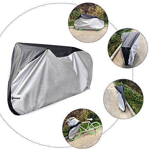 Ipow 210D Oxford-Gewebe Fahrradabdeckung mit Aufbewahrungsbeutel, Wasserdichte Fahrradgarage Abdeckhaube Fahrrad Schutzhülle – Robuster und Sitzfester Bike Cover mit Beutel, Kompatibel mit allen Fahrradmodellen, 200 x 110 x 70 cm - 6