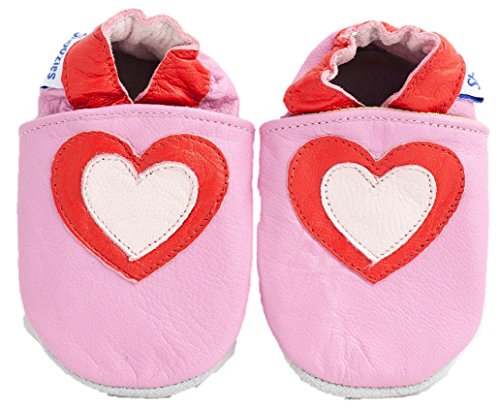 Soft leather baby shoes hearts