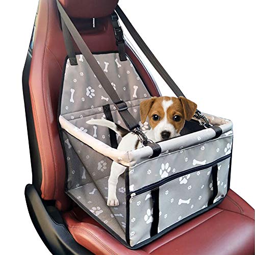 YZCX Seggiolino Auto per Cane Coprisedile Impermeabile Animale Vettore Borsa per Cani Trasportino Borsa Pieghevole con Cinghie di Sicurezza 40 x 30 x 25 cm (Grigio)