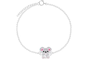 LOVE YOUR CITY Bracelet petit panda ours, koala. Bijoux cadeaux pour filles, enfants. Bijou pour enfants soigneusement travaillé en argent sterling 925 avec émail. 14-17 cm réglable, 17 centimeters