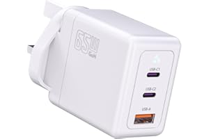 QURZOU USB C Charger Plug 65W,GaN Fast Wall PD Charging,3-Prot USB Charger for iPhone 15/15Pro/5Pro Max/14/13,MacBook,iPad Pro,Samsung Galaxy S23/Pixel and More