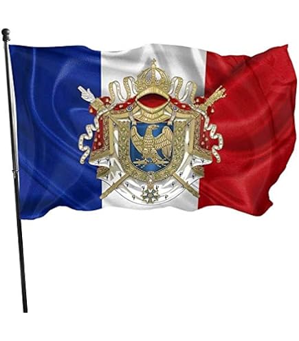 Drapeau De Table Napoléon III 21x14 Cm - étendard Second Empire Avec Hampe 25 Cm Et Socle Noir - Décoration Bureau