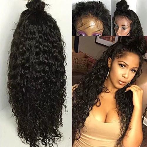Brazilian Human Hair Wig Beauty Hair Natural Wave Wig Glueless Lace Front Wigs with Baby Hair Human Hair Lace Wigs For Black Women 180 density(24 inch,1B)