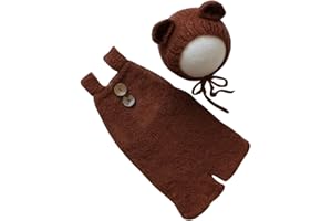 LICHENGTAI Neugeborenes Baby Fotografie Requisite Outfits, Neugeborene Stricken Knopf Spielanzug, Baby Fotografie Studio Fotografie Kleid Zubehör Fotografie Prop Overalls Hosen für Junge Mädchen