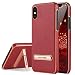 Produktbild iPhone X Fall, nxet® G-Case [integrierter, Magnet Metall Teller für magnetische Autohalterung] kratzfest stoßfest Schutzhülle aus Leder mit Ständer für Apple iPhone X, rot