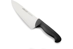 Arcos Cuchillo Chef con Hoja Acero Inoxidable Nitrum 200 mm. Cuchillo Cocina Profesional multipropósito. Mango ergonómico Polipropileno. Serie 2900. Color Negro.
