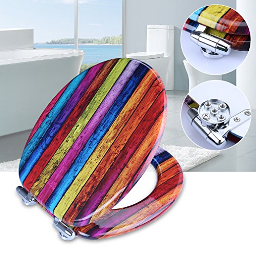 pumice® bequem Klodeckel mit Holzfarbe MDF Toilettenklappen / WC-Sitz,2 Jahren Garantie - 7