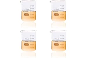 ULAB Scientific Glass Beaker Set, Vol. 500ml, 3.3 Borosilicate Griffin Low Form with Printed Graduation, Pack of 4, UBG1016