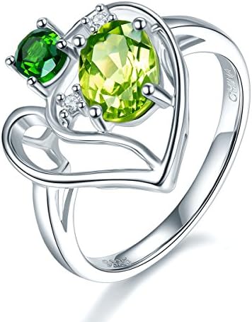 Hutang Natural Gemstone Peridot Chrome Diopside Solid 925 Sterling Silver Heart Ring Fine Jewelry Best Gift For Women 2017 NEW