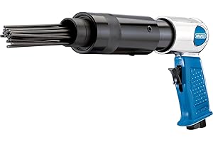 Draper Escalador de aguja de agarre de pistola de 90 psi, conector de línea aérea BSP de 1/4 pulgadas, carcasa de aluminio ligero, herramienta de limpieza resistente, escape delantero, 84131