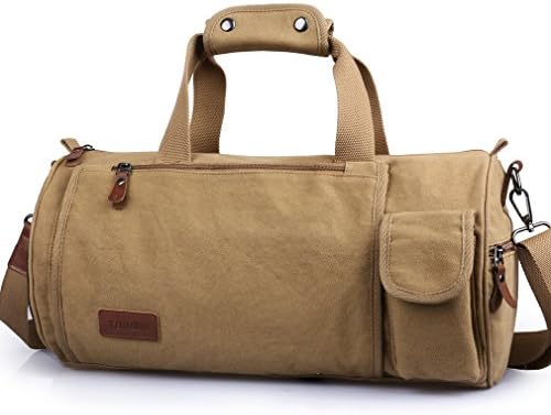 Otomoll Leisure Travel Bag Laptop Backpack Bag Shoulder Bag For Sports Fitness Cylinder,Khaki