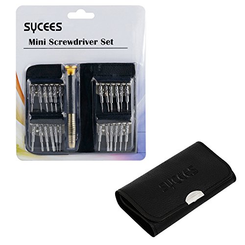 SYCEES Gehärtet Mini Schraubendreher Set 25-teilig Präzisions Magnetisierbar Wechseleinsätze mit 2 Plektron Reparatur Set für Apple Handy PC Laptop Kamera, Brillen, Uhren iPhone 6 6s plus - 7
