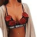 Produktbild Damen Spitze Rose BH Bra, Zarupeng Frauen Verband Bestickt Applikationen Floral Bralette Ungepolsterten BH Unterwäsche Bustier Korsett Dessous (XL, Rot)