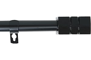 HOMEYA - Barra Cortina Extensible 70-120CM - Barra Metal para Cortinas con Remate Moderno - Palo 19mm para Cortinas Ligeras