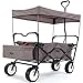 Produktbild FUXTEC faltbarer Bollerwagen FX-BW100 grau klappbar mit Dach, Vorderrad-Bremse, Strand-Reifen, Hecktasche, für Kinder geeignet - Das Original mit Qualität!