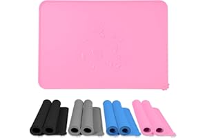 KULAMO Podkładka pod miski dla psa i kotów, 48 x 30 cm, 2 sztuki, podkładka silikonowa pod miski dla psa i kota, wodoodporna, antypoślizgowa mata silikonowa pod miski