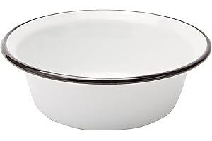 Karl Krüger - Cuenco esmaltado, color blanco con borde negro, 24 cm