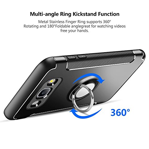 HÃ¼lle fÃ¼r Samsung Galaxy J7 2016 (5,5 Zoll) 360 Grad Drehbar Ringhalter mit Magnetischer Handyhalter Auto HandyhÃ¼lle (Schwarz)