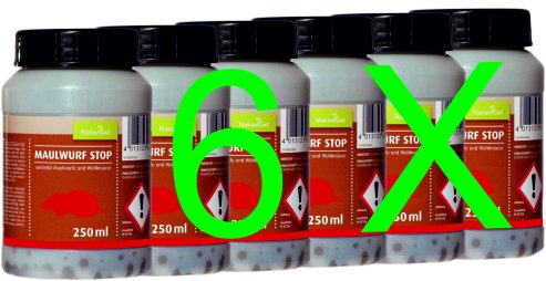 6 x Maulwurf Wühlmaus Stop- verstärkt, Maulwurf Vertreibungsmittel – vertreiben und verjagen, 250ml - 2
