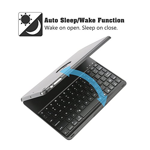 KVAGO iPad Air Tastatur mit Hülle Schutzfolie Aluminiumfinish-harter PlastikShell drahtloser Bluetooth Englisch QWERTY Tastatur-tragender Fall-Folio-Abdeckung für iPad Air Tastatur - 6