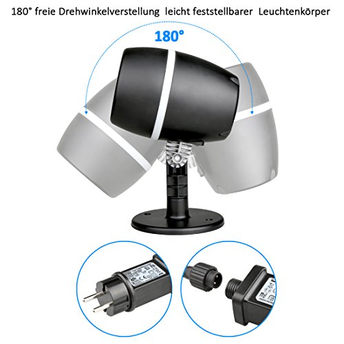 AGOTD Led Licht Projektor,Landschaftprojektor, wasserdicht Outdoor Garten Scheinwerfer, LED Lichteffekt, innen/außen IP65, 3 Farben/Modi, dynamische und statische Motive, 6 Stunden Timer, Gartenleuchte Projektor, Mauer Dekoration, Party Licht, Gartenlicht für Festen, Weihnachten, Karneval (Rot + Grün) - 4
