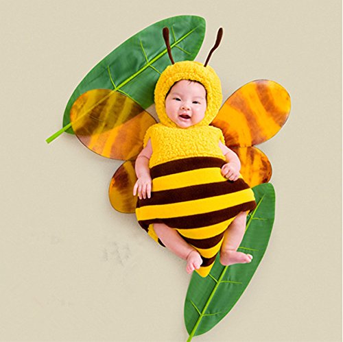 Cute baby newborn infant Handmade Crochet Beanie Hat bee Style baby clothes photographed accessories,Cartoon fashion kids Photography Props Photo Props Costume Clothing Wear(suitable for babies 0-46 months to wear)