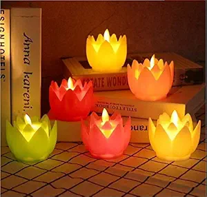 A2Z Most Realistic Swing Wave Flameless Flickering Lotus Electronic Candle Light, 1Piece, Size 8x8x6 cm