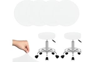 YALiya Set of 4 Stool Covers, Round, Swivel Chair Cover, Round Bar Stool Cover, Washable, Easy Care, Soft and Durable Material, Suitable Bar Stools and Chairs 28-38 cm (White)