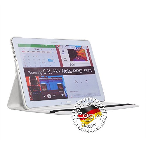 COOVY® 360° ROTATION COVER FÜR SAMSUNG GALAXY NOTE PRO 12.2 SM-P900 SM-P901 SM-P905 SMART HÜLLE TASCHE ETUI CASE SCHUTZ STÄNDER Farbe weiss - 4