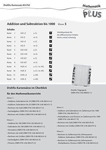 Preisvergleich Produktbild Mathematik plus - Lehrmittel Grundschule - Drehfix: 3. Schuljahr - Addition und Subtraktion im Zahlenraum bis 1000: Aufgabenkarten. 12 Karten