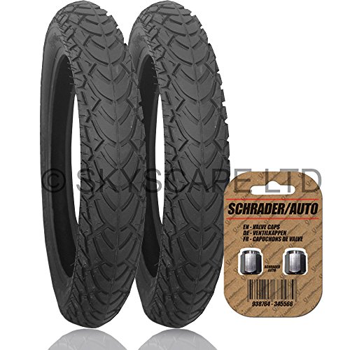 2 x HAUCK INFINITY Suitable Stroller / Push Chair / Buggy REAR Tyres to fit - 12 1/2" x 1.75 - 2 1/4 (Black) Super Grippy & Fast Rolling + FREE Shipping + FREE Upgraded Skyscape Metal Valve Caps (Worth £3.99)