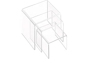 AUFIKR Klare Acrylvitrinenständer, 3Pcs Vitrinenregal für Figuren, Buffets, Cupcakes und Schmuckvitrinenständer, mit klebriger Schutzfolie