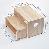 MesaSilla Tritthocker, 2 Stufen, klappbar, 100% Massivholz, Natur, Motiv: Bär - 4
